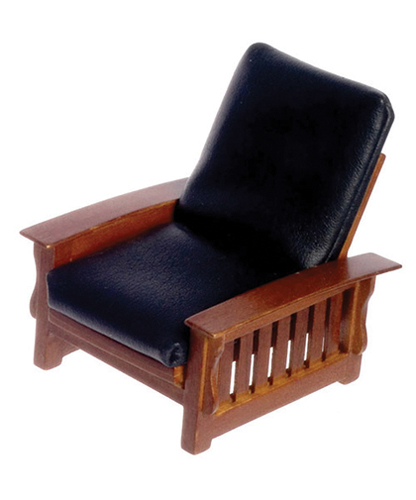 Chair, Black Leather, Walnut